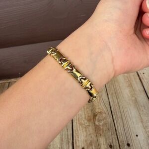 Vtg Joan Rivers Classics Collection Gold Tone Interlocking Link Bracelet 7.5"